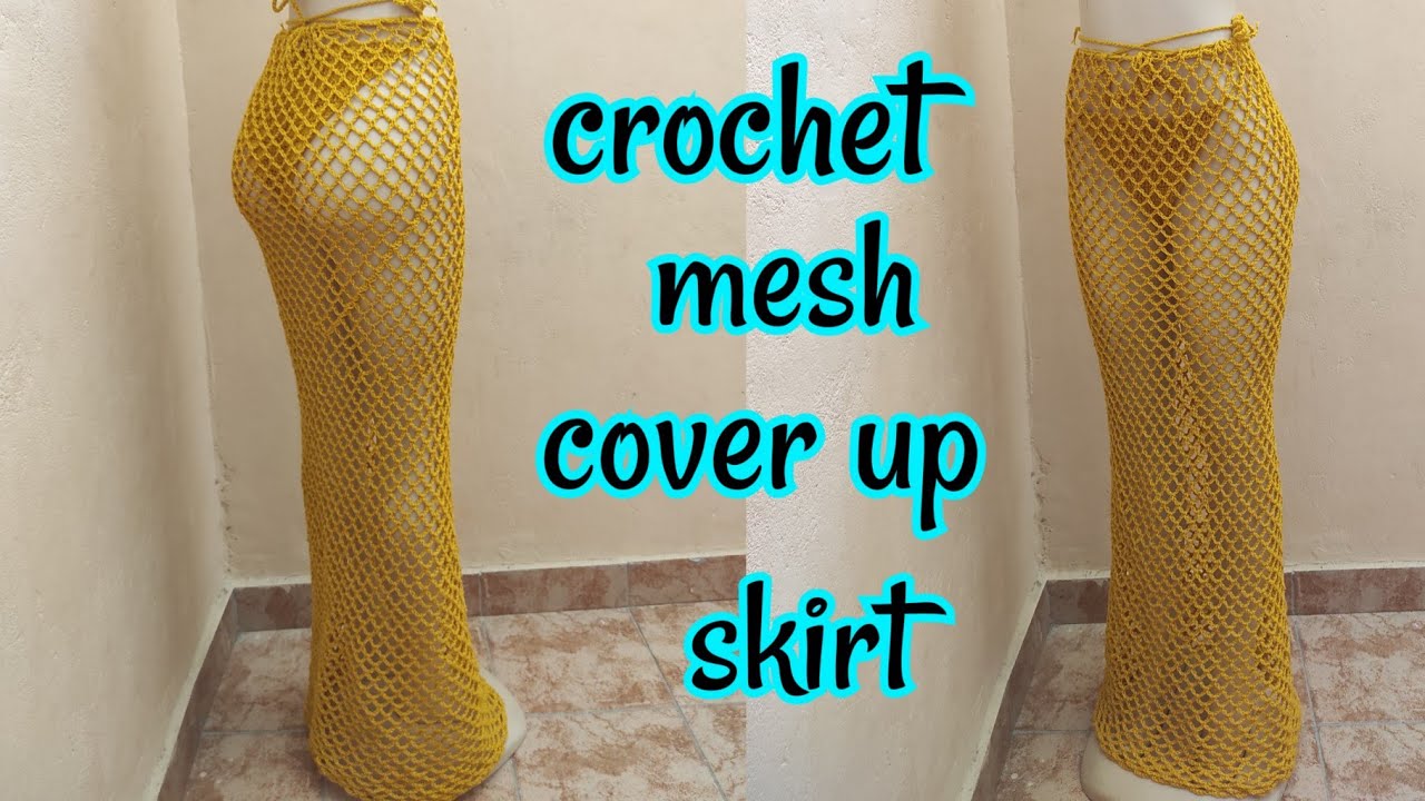How to crochet a very simple mesh cover up skirt (beginner friendly)