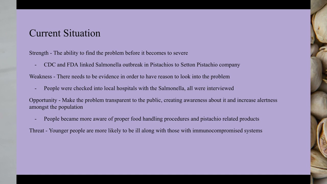 Public Health Presentation  2  Multi State Salmonella Outbreak in Pistachio nuts