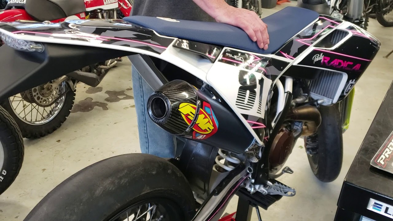 Husqvarna FS450 FMF CARBON FIBER & TITANIUM PIPE SOUND CHECK = NASTY A+++