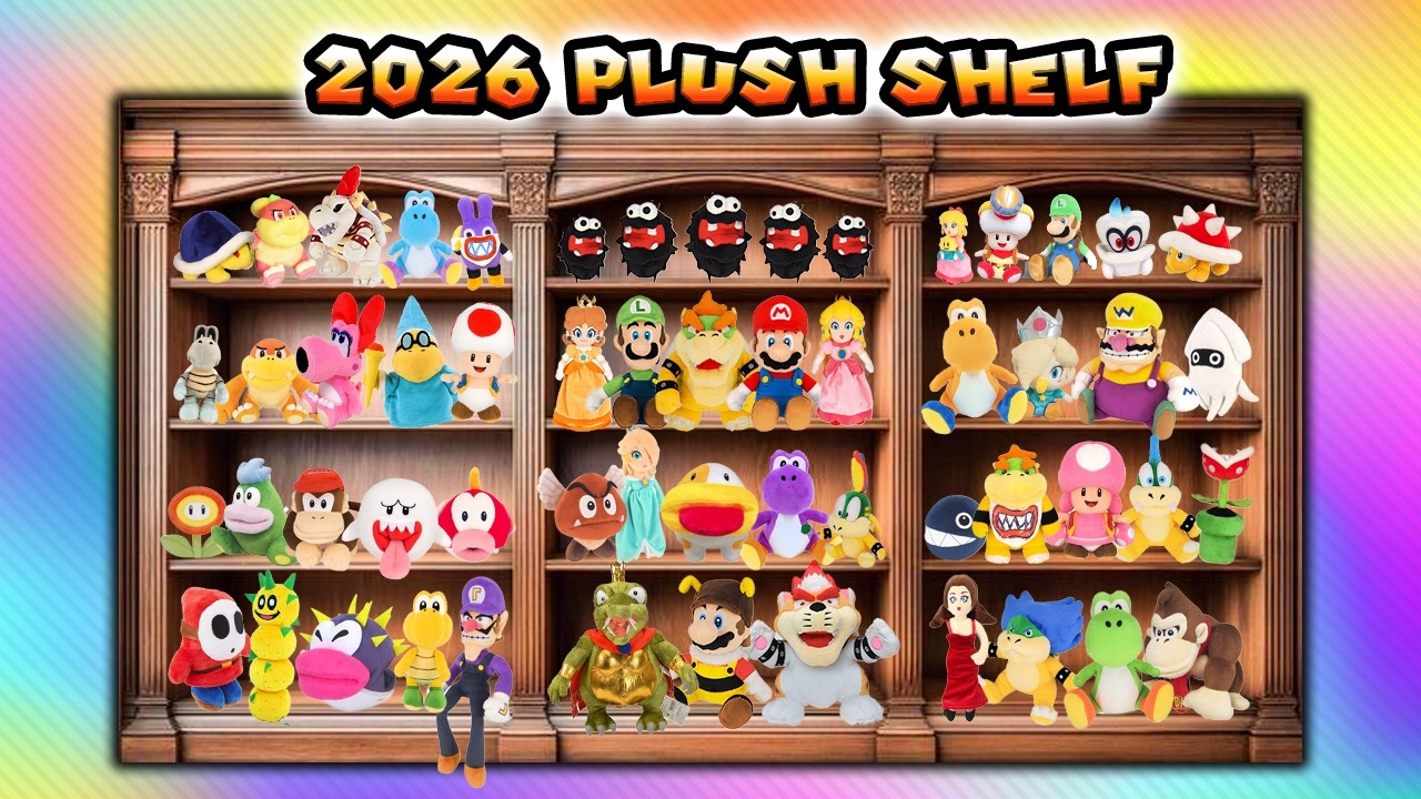 Моя коллекция плюшевых игрушек Марио на полке (2026)!