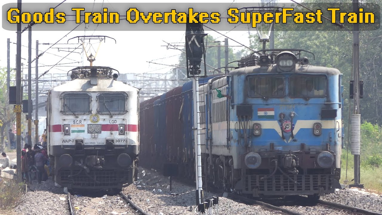 RAREST Overtake | Freight [BCNA] Overtakes LHBfied Muzaffarpur SuperFast Express | Indian Railways