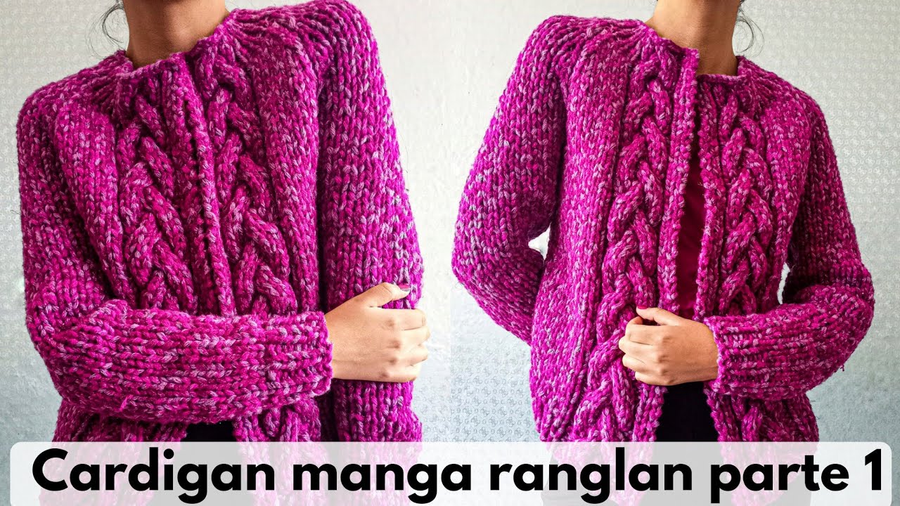 Como tejer un cardigan o suéter abierto con trenzas laterales a 2 agujas / cable cardigan 1