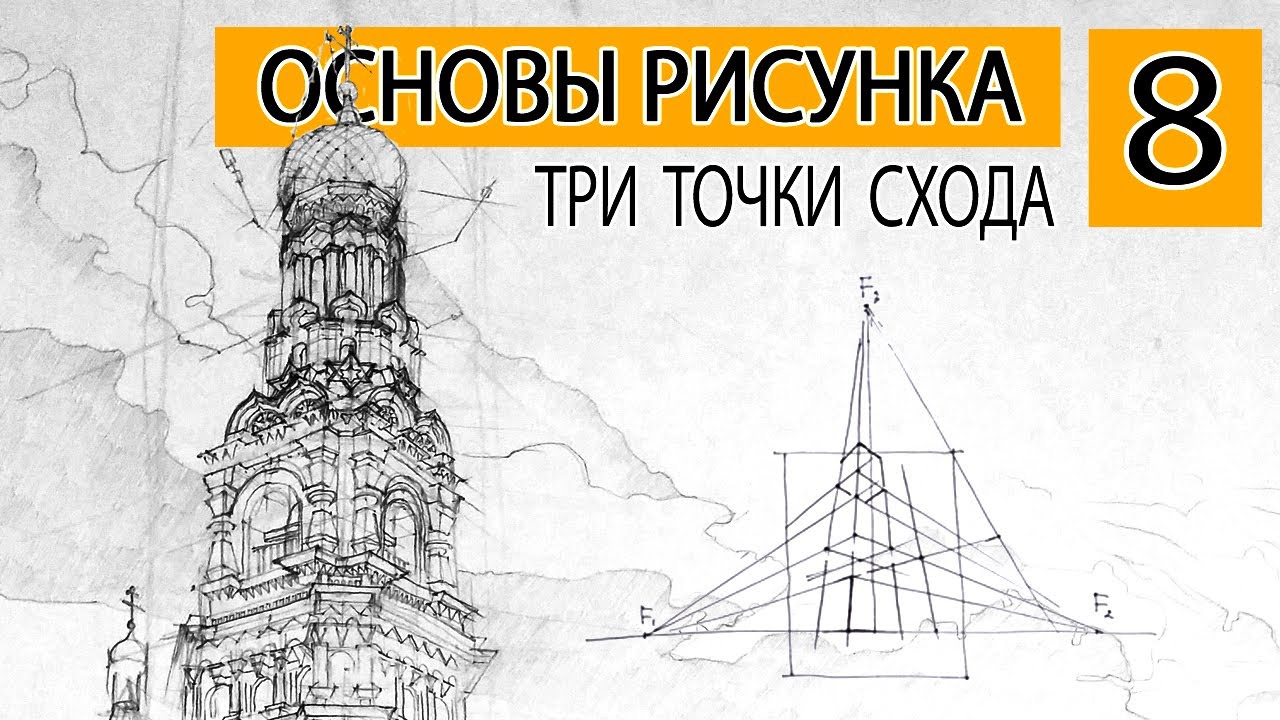 Три точки схода. Как рисовать перспективу с тремя точками схода?