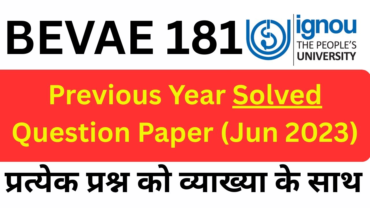 BEVAE-181 June 2023 Solved Question Paper | IGNOU Environmental Studies | Complete PYQ Solution