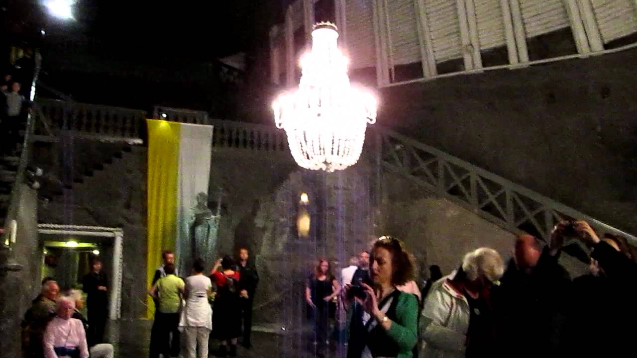 Singing in St. Kinga's Chapel in Salt Mines--detailed shots