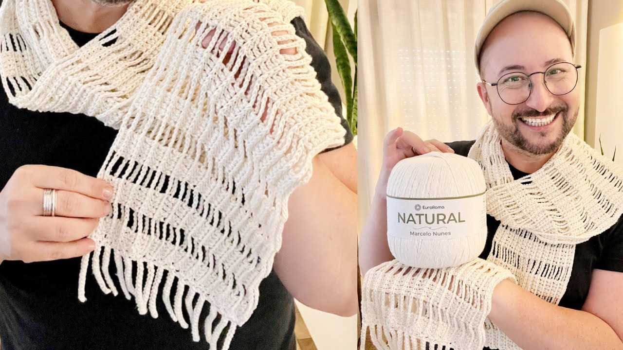 CACHECOL WAVE - Cachecol em Crochê com um ponto lindo e fácil de fazer, você vai amar esse ponto