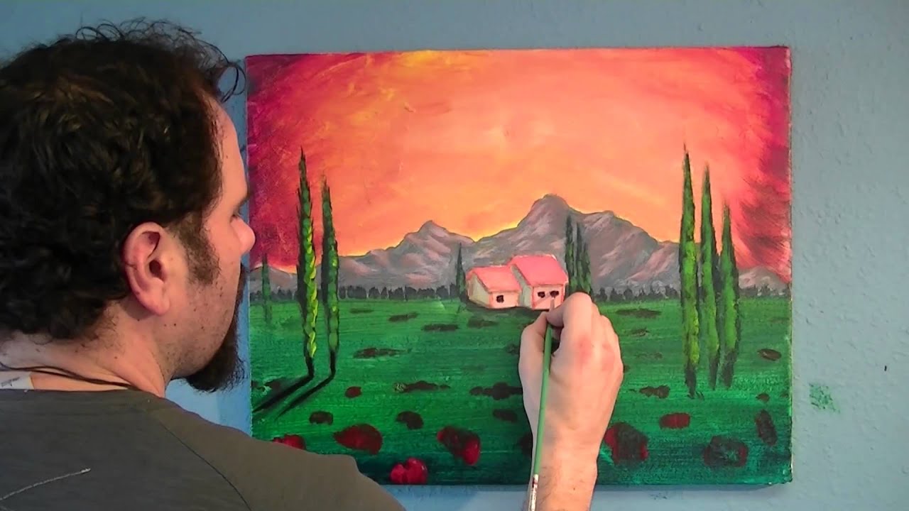 The Loaded Brush Joe Riso Time-lapse Painting 'Tuscan Love shack'