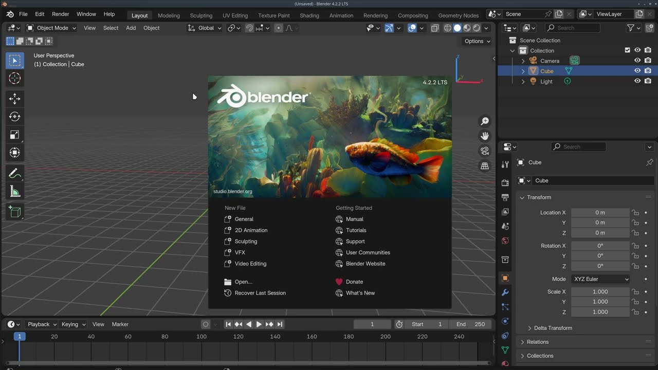 PKB:G3D, Podstawy nawigacji myszą, Blender 4.22