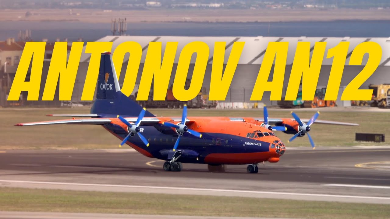 57 Years Old Antonov AN12 Cavok Air Takeoff at Lisbon Airport