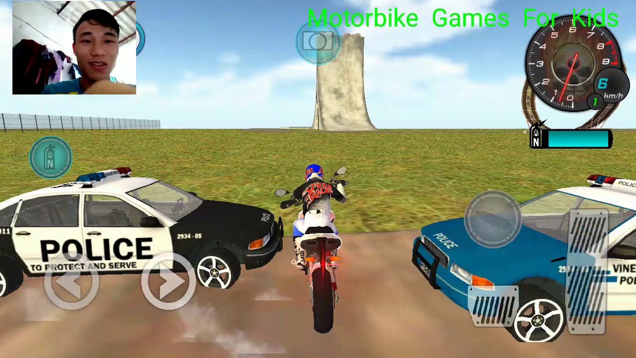 Bike rider vs cop car city police chase game - Motorbike games for kids