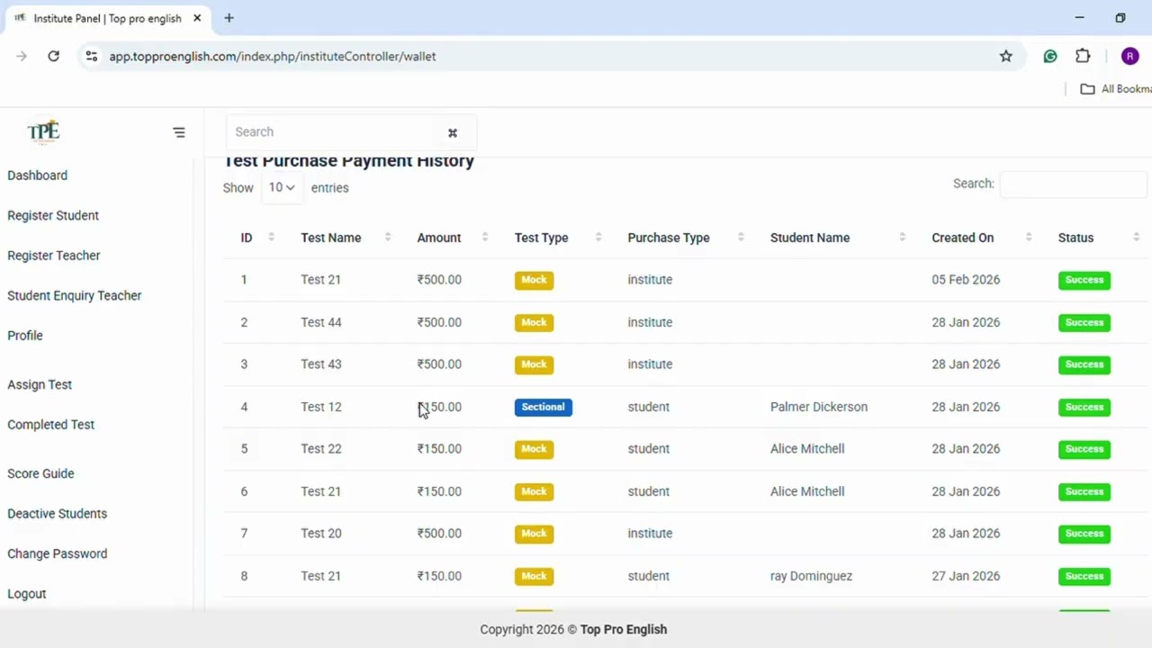 How to Purchase PTE Tests & Recharge Wallet | Top Pro English Institute Tutorial 2026