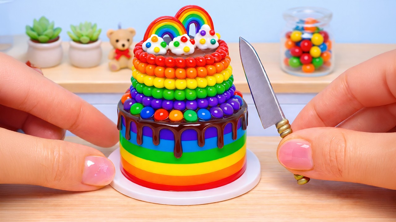 Mini Rainbow Cake Recipe ❤️ Amazing Miniature Rainbow Kitkat Cake by Lotus Cakes