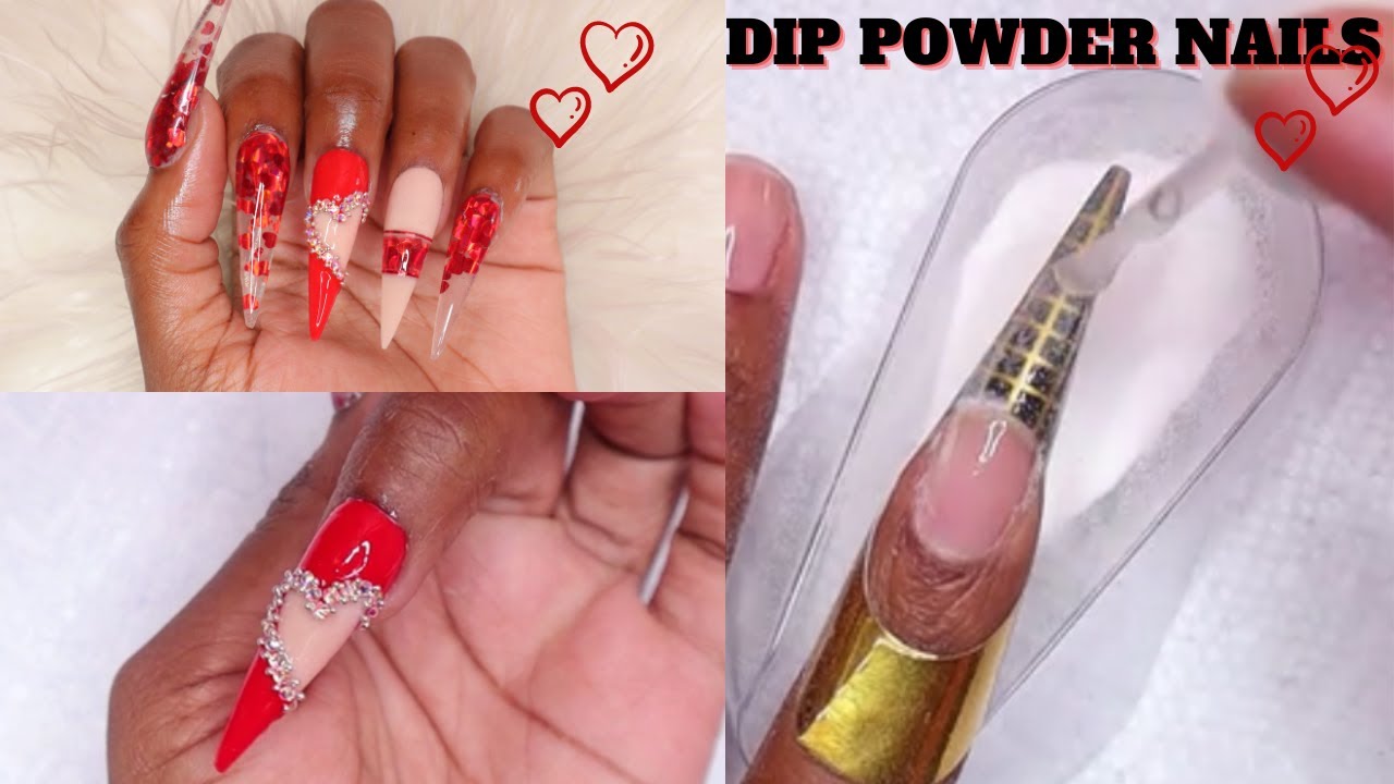 How To Extend Your Short Nails Using Dip Powder | NO TIPS | VALENTINE'S  NAIL TUTORIAL