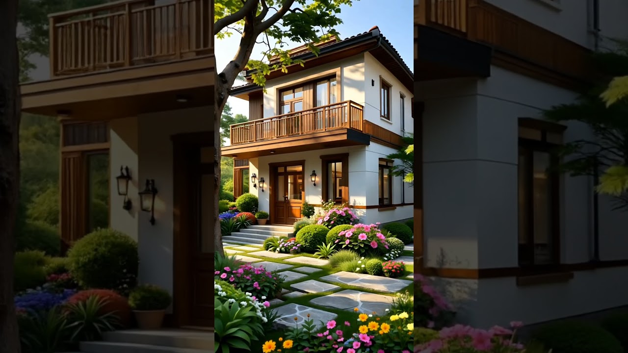 What a beautiful Garden two story House design 