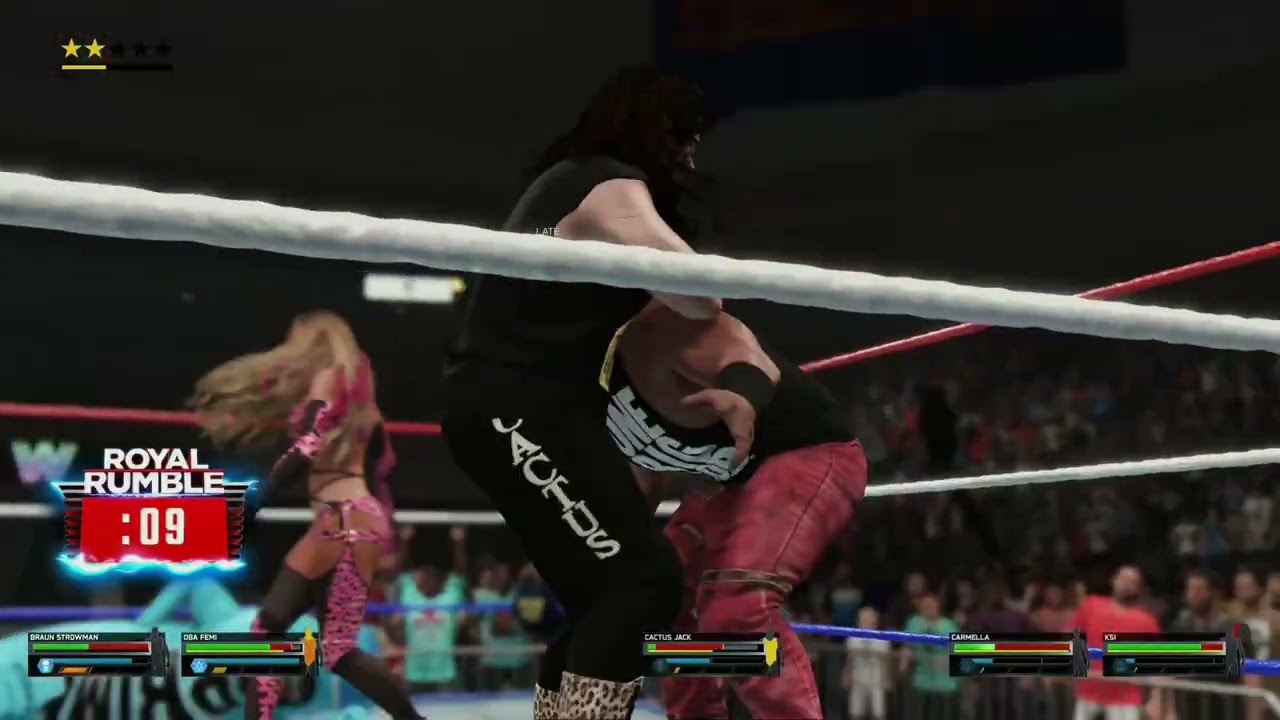Wwe braun strowman vs 10 men (royal rumble match )