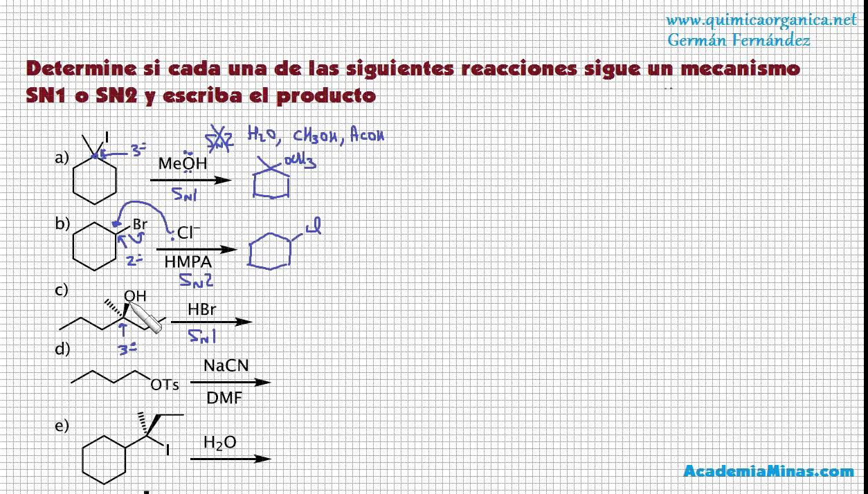Problema 10. Reacciones de sustitución y eliminación