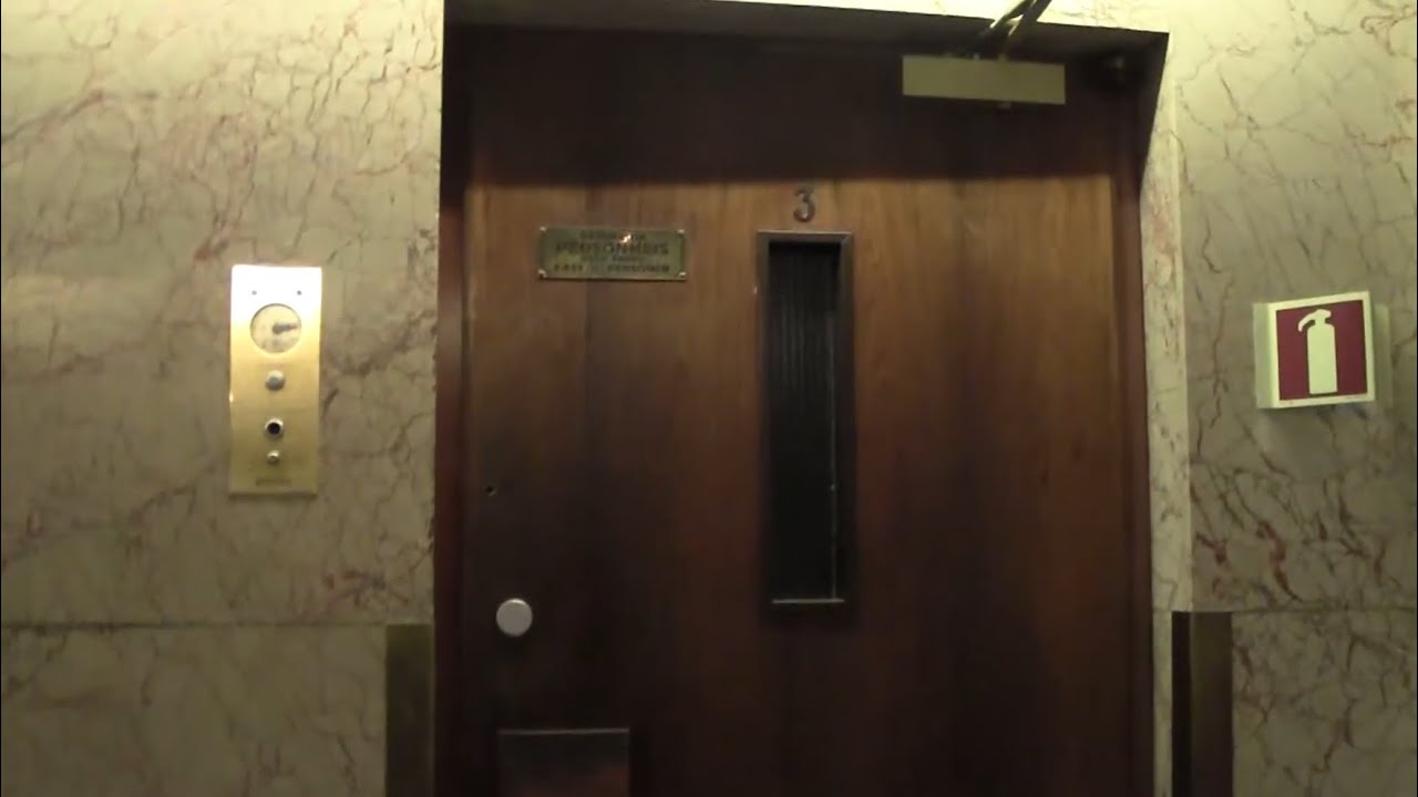 1956 Fortuna Mek. Verksted Double Decker Traction elevator @ Grand Hotel, Oslo, Norway.