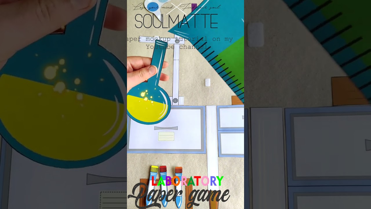 Paper game. DIY science laboratory. Printable game for toddlers