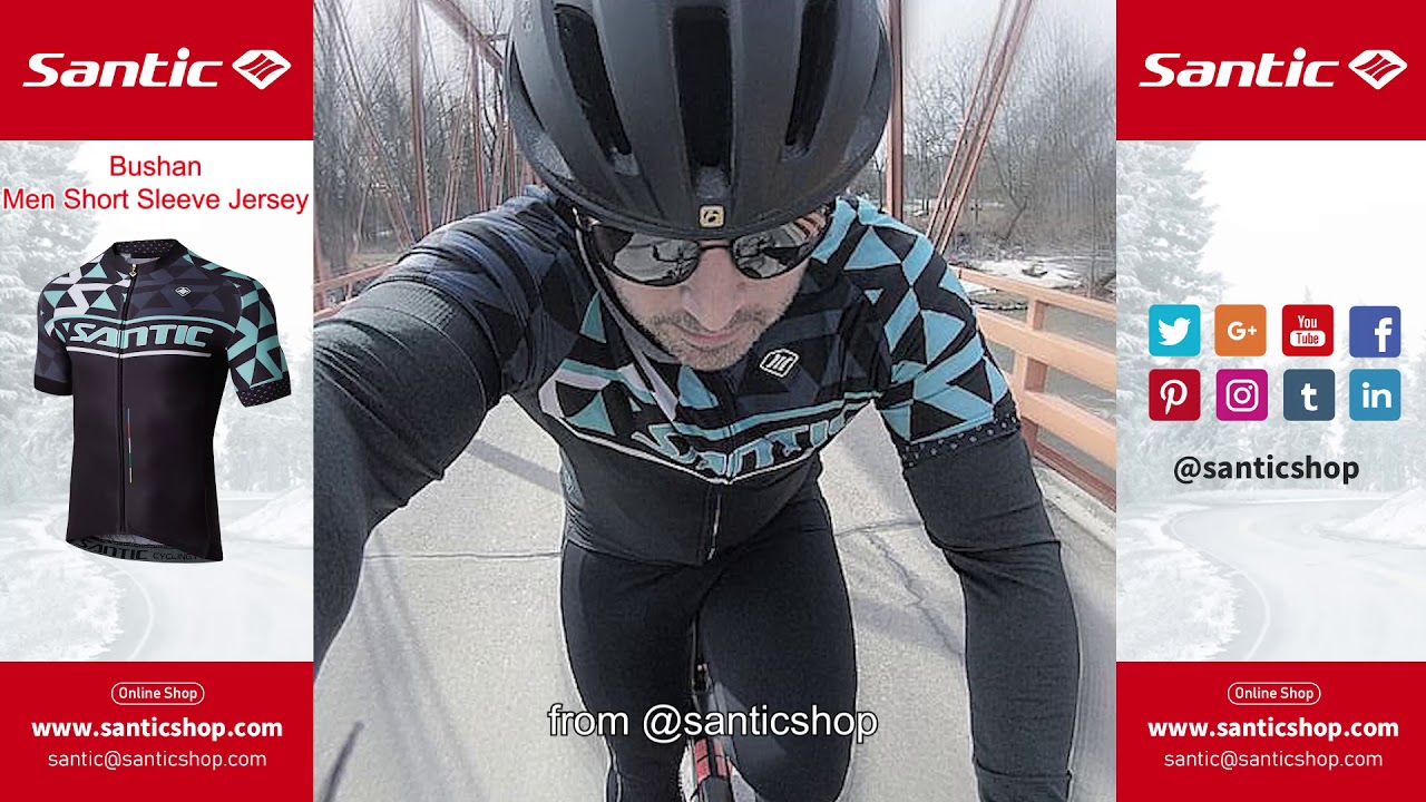 Santicshop Bushan Men Cycling Jersey Short Sleeve & Praguer Black Men Padded Cycling Bib Shorts
