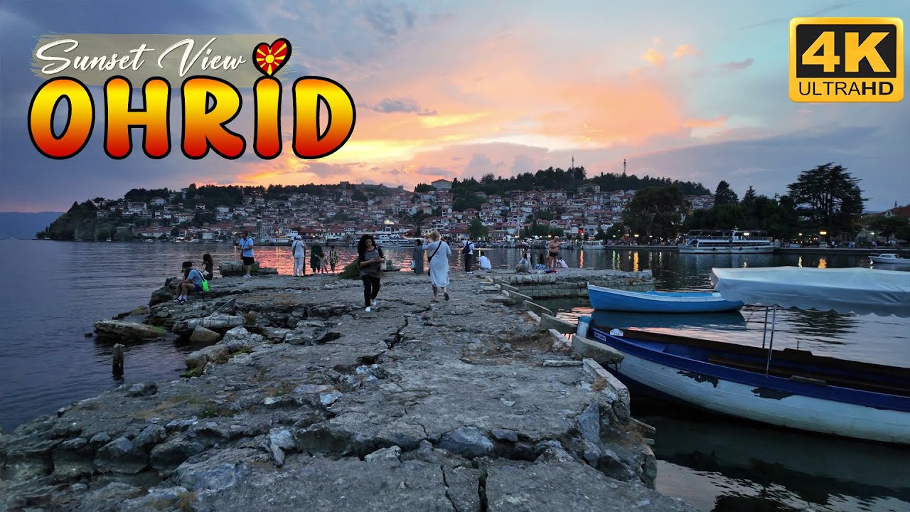 OHRID, Macedonia (2024) *Best Susnet View* 【WALK TOUR 4K】 🚶‍♂️ Зајдисонце во ОХРИД, Македонија 🇲🇰