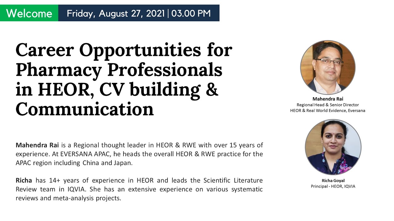 Career Opportunities for Pharmacy Professionals in HEOR