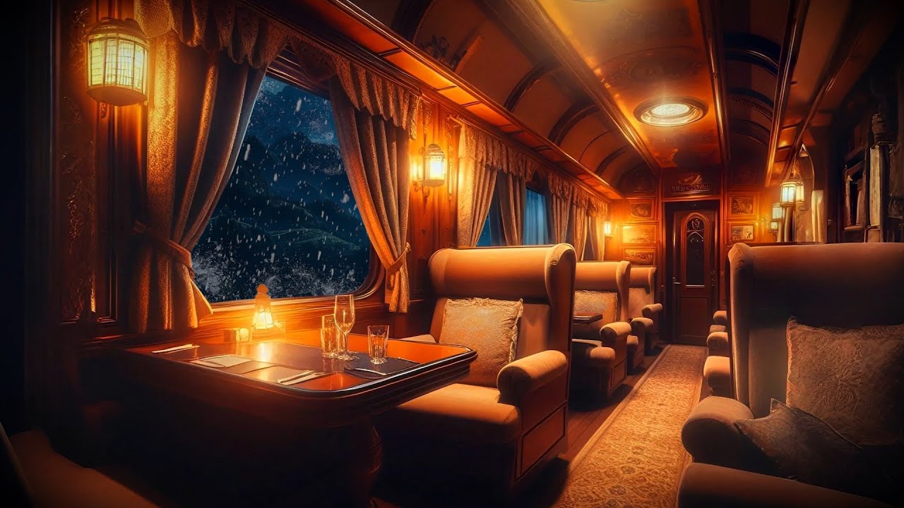 Cozy Train Cabin Escape: Snowy Blizzard Outside, Soft, Gentle Train Sounds Inside