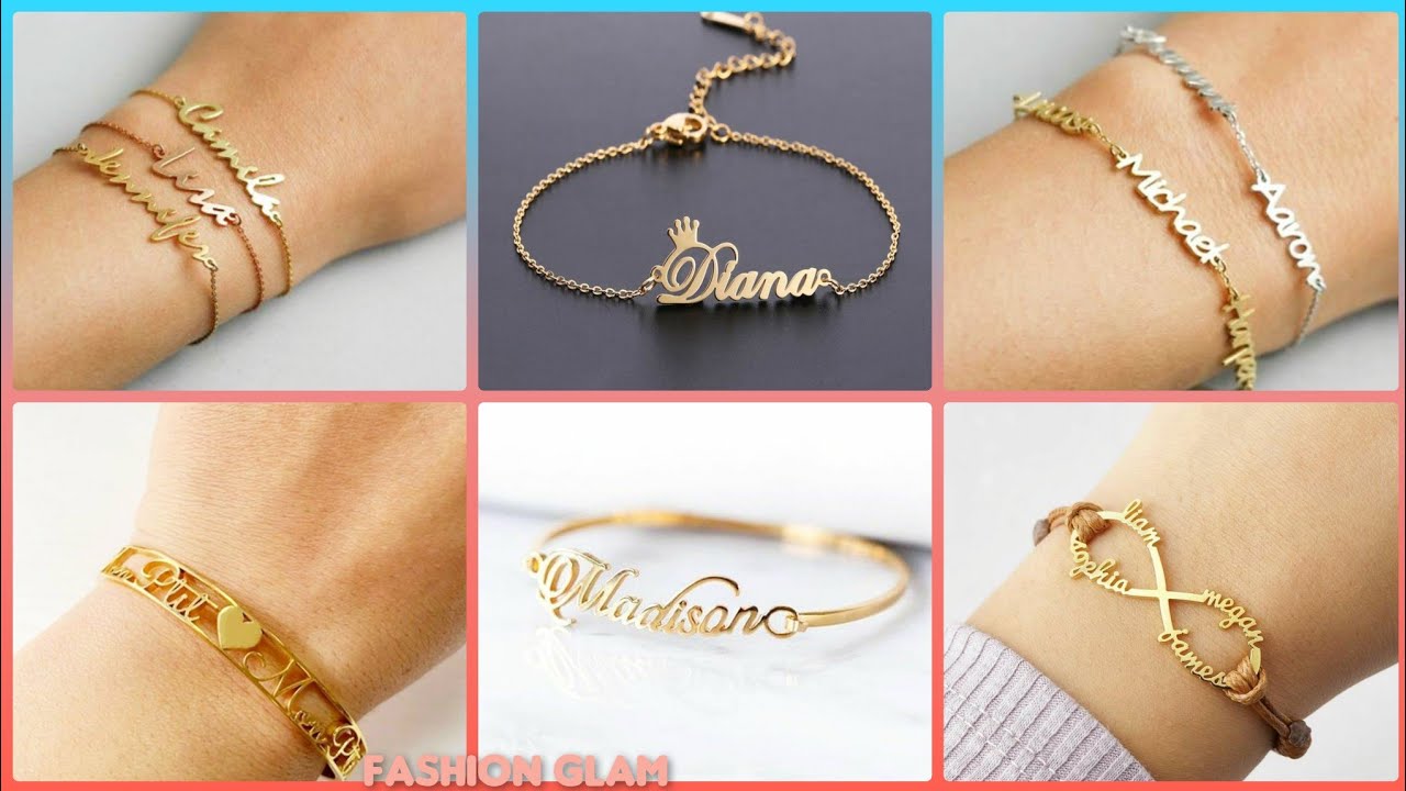 beautiful persnalized name signatures gold chain bracelets/custome name gold bangles