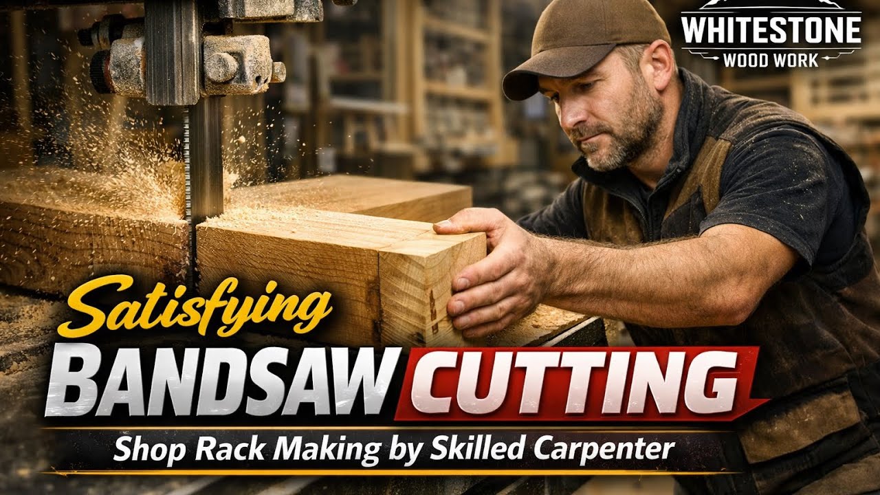 Satisfying Bandsaw Cutting | Shop Rack Making by Skilled Carpenter