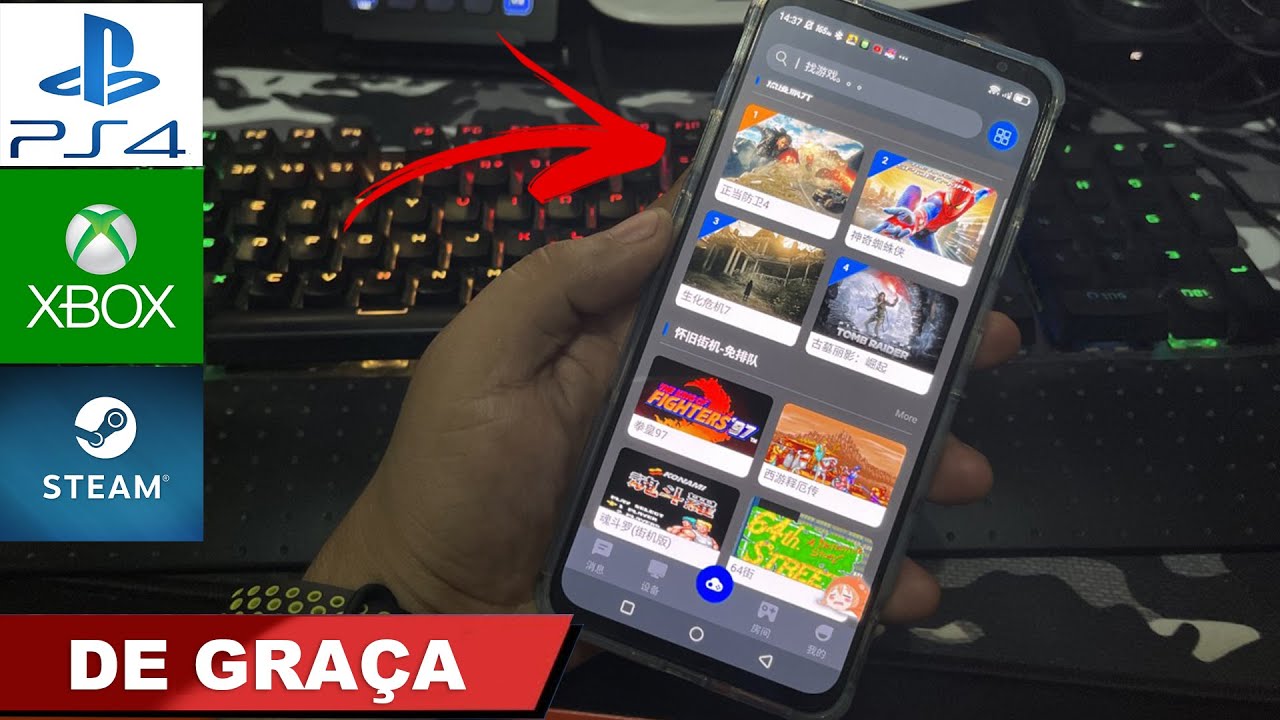 SAIU NOVO APP PARA JOGAR JOGOS DE PS4,XBOX E PC NO ANDROID