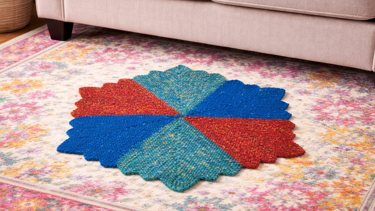 36 फंदे से कंगूरे वाला पायेदान बनाएं | Big doormat design | पुरानी साड़ी या दुपट्टे से बनाए