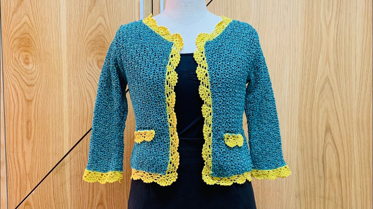 66a. HƯỚNG DẪN MÓC ÁO KHOÁC MỔ TÚI _ Phần 1_ Vân vũ_ Crochet coat