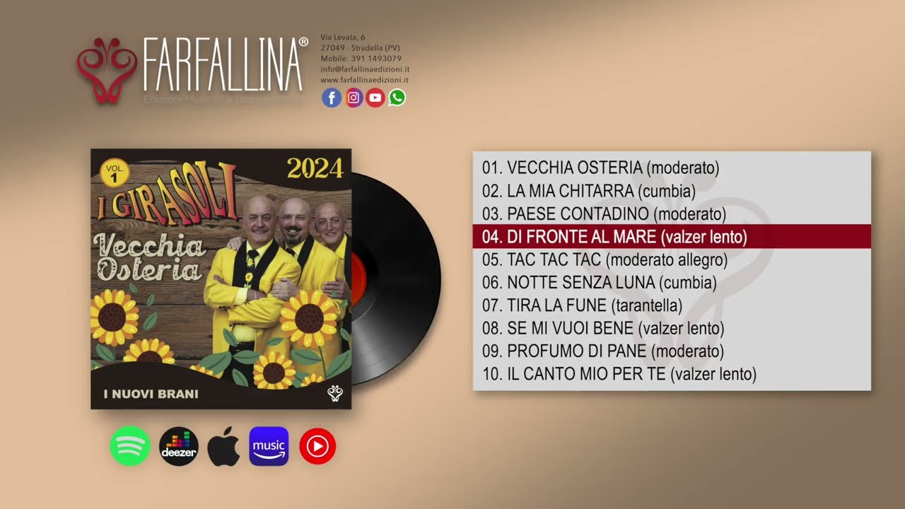 I Girasoli | VECCHIA OSTERIA (new song cd 1) ALBUM COMPLETO (durata 32:57) www.farfallinaedizioni.it