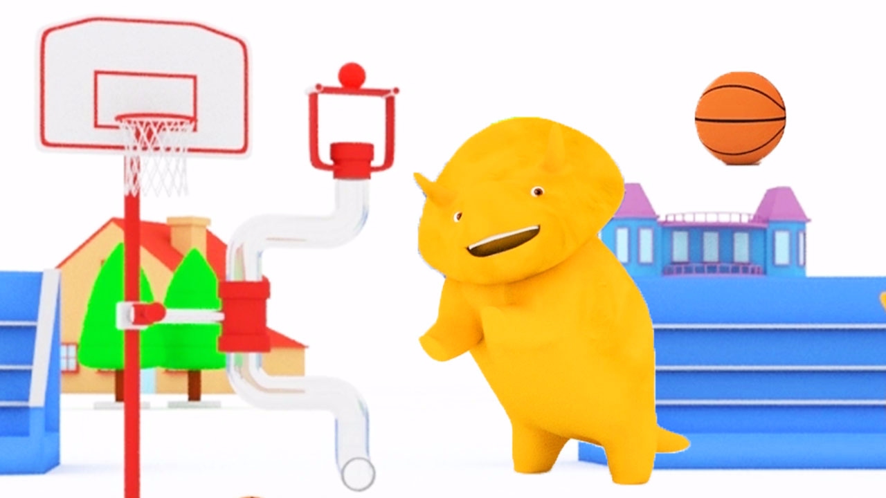 Learn colors playing Basket-ball with Dino the Dinosaur 🙋 Educational cartoon for children