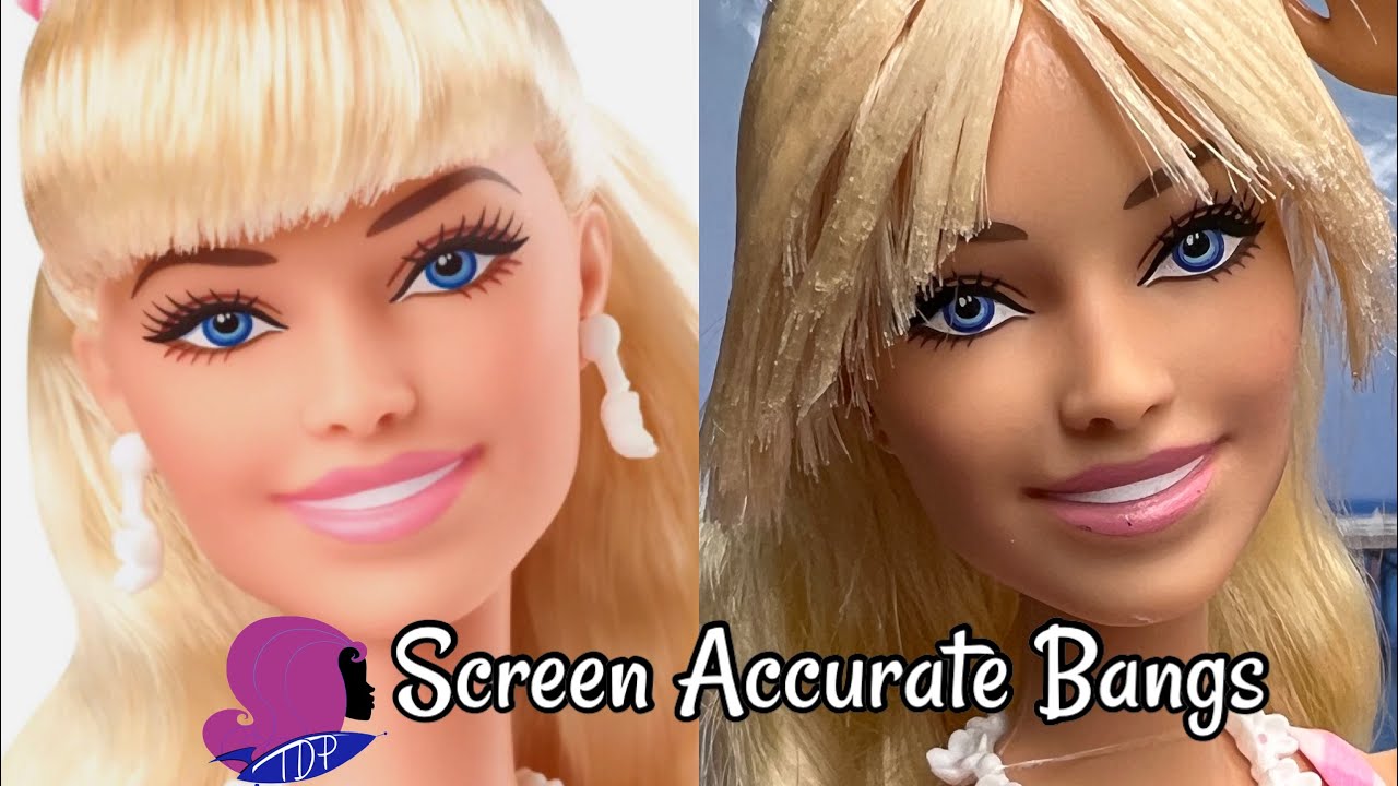 Barbie The Movie Margot Robbie Doll Bangs Makeover reroot, cut & style