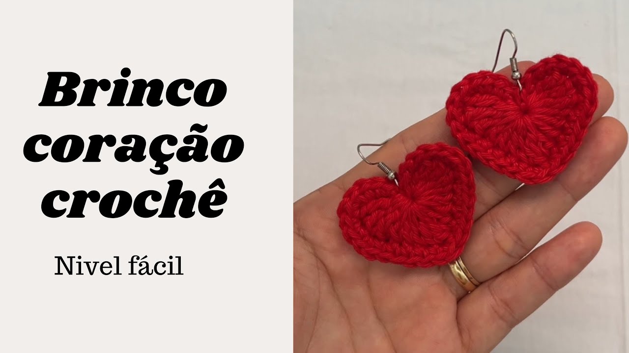 Brinco coração em crochê - passo a passo - tutorial rápido e fácil - mimo crochê