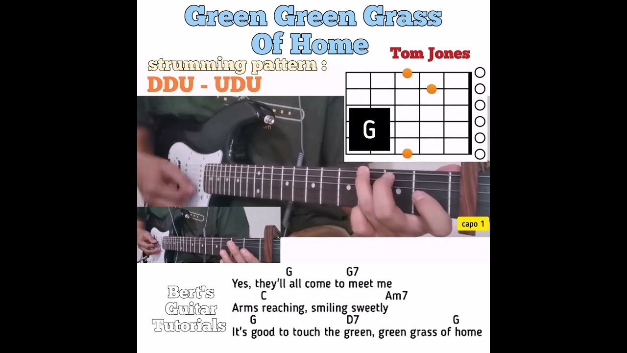 Green Green Grass Of Home - Tom Jones guitar chords w/ lyrics & strumming tutorial