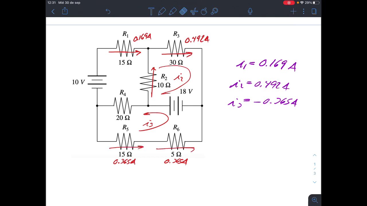 Solución de una red eléctrica por la Ley de Kirchooff