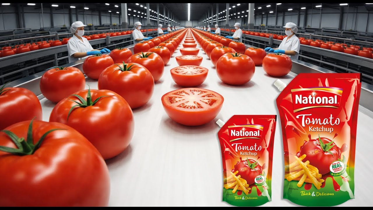 Incredible Tomato Factory 😱 | How Tomato Powder Turns Into Ketchup 🍅