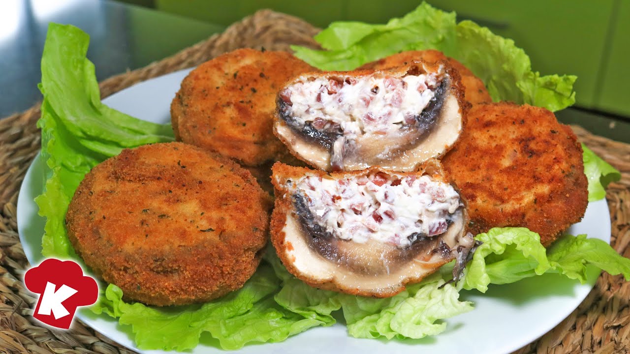 🍄 CHAMPIÑONES RELLENOS de Queso y Jamón 🧀 RECETA Fácil y RÁPIDA 🥓