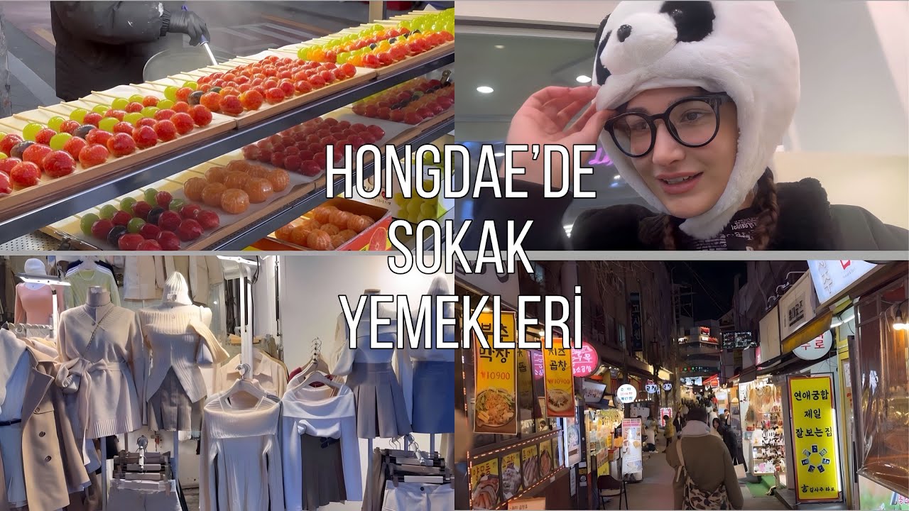 HONGDAE’DE SOKAK YEMEKLERİ! 🇰🇷🥢 fiyat inceleme 🛍️, sokak dansçıları📍#ilaydainseoul day-2
