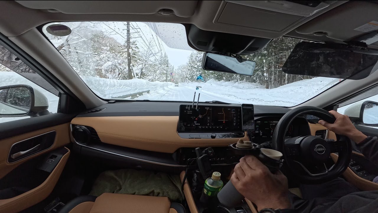 T33エクストレイルe-4ORCE雪道ドライブ　白銀のひるがの高原　国道158号　【X-TRAIL e-4ORCE Drive.   R158　Hirugano 】[4K]