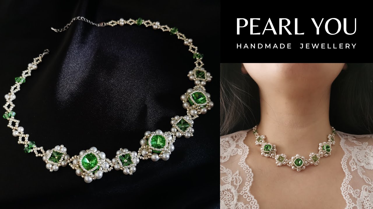 Welcome Spring! Green Gem Stone Beaded Necklace Design by PEARL YOU, 2024 New Jewellery Design