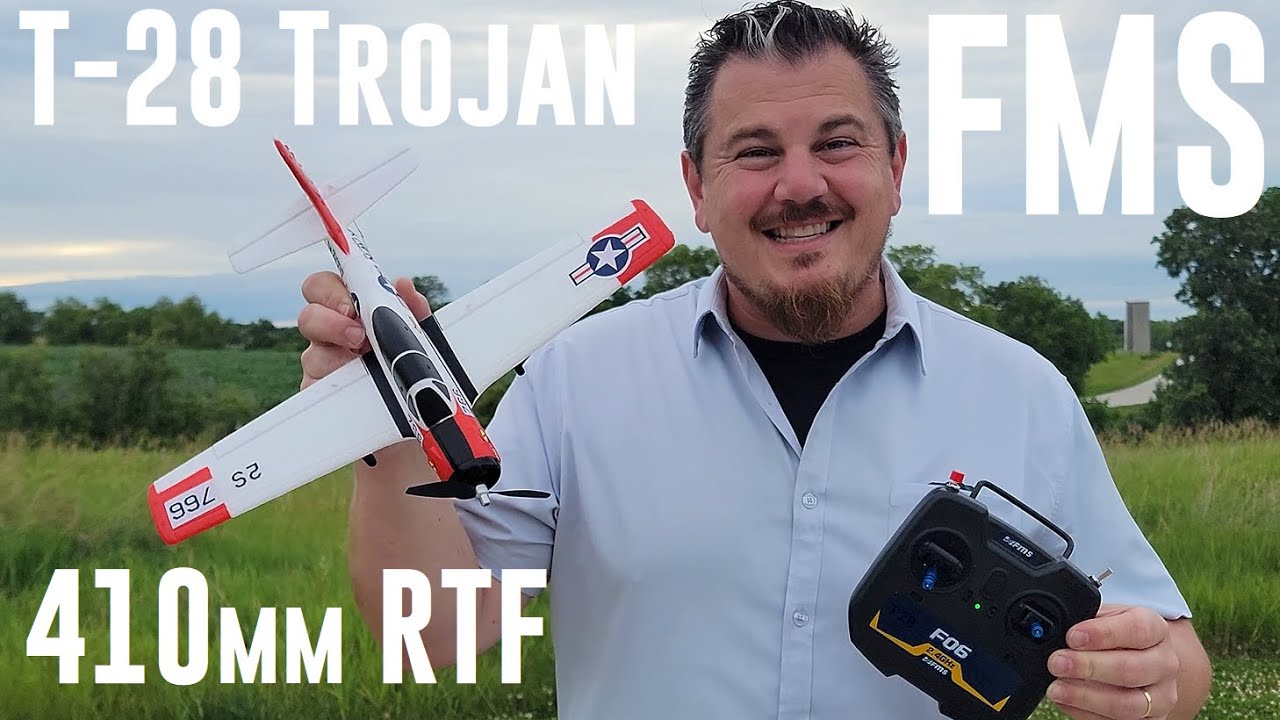 FMS - T-28 Trojan - 410mm RTF - Maiden Flight + Unbox, Build, & Radio Setup