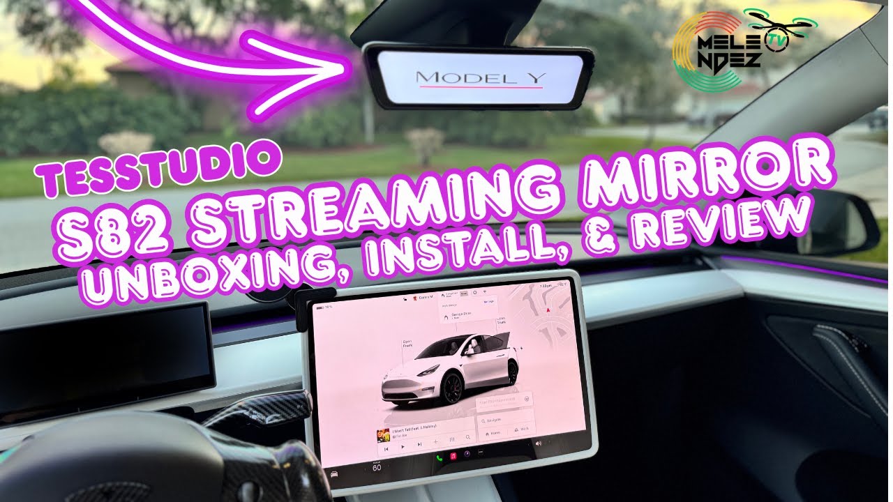 Tes Studio S 82 Dual Streaming mirror for Tesla Model 3 / Highland  /  Y / Juniper