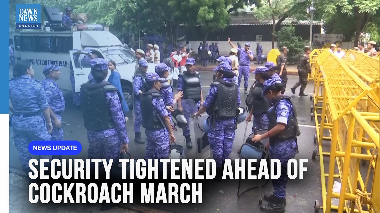 India Tightens Security Ahead of Cockroach Group's Parliament March | Dawn News English
