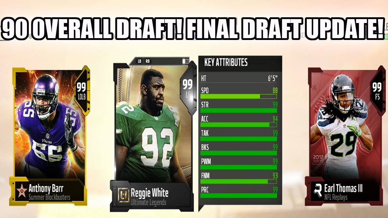 90 OVERALL DRAFT! FINAL MUT DRAFT UPDATE! TONS OF 99'S ADDED! | MADDEN 18 ULTIMATE TEAM