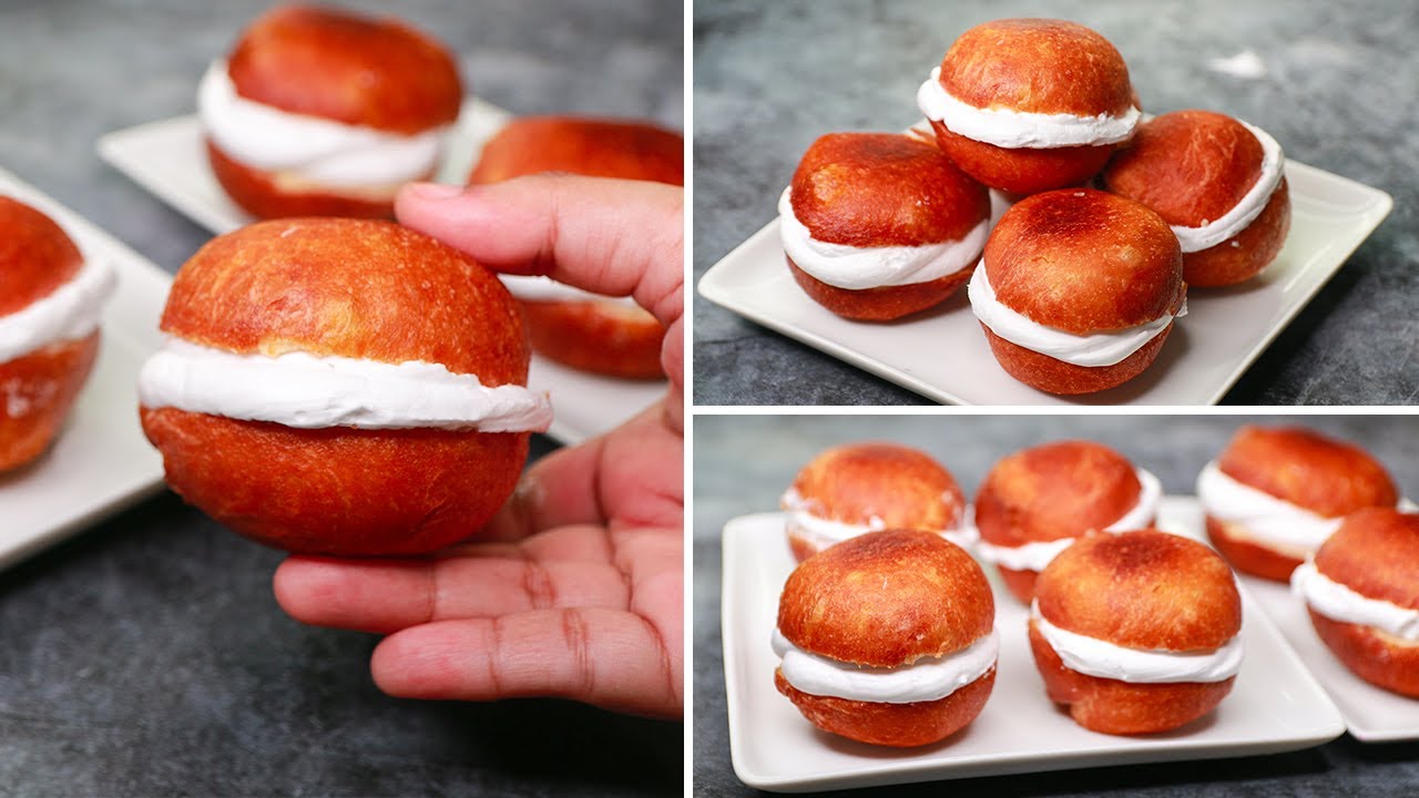 Cream Bun Recipe | Fried Cream Bun | Eggless & Without Oven | Yummy