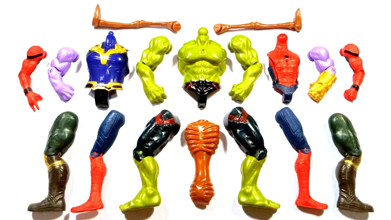 Thanos Hulk smash Spider-Man siren head assemble toys video 