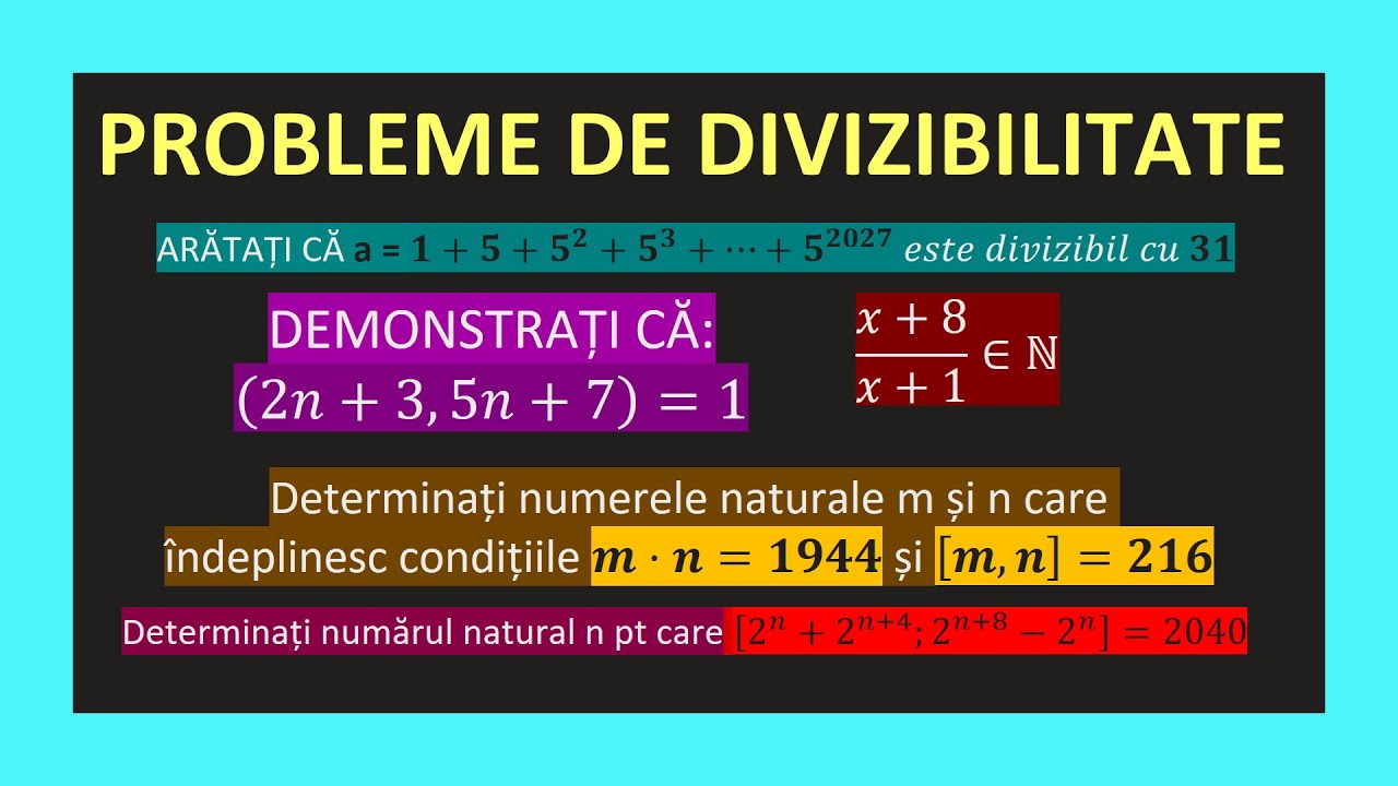 PROBLEME DE DIVIZIBILITATE CLASA 6 TEST TEORIE RELATIA DINTRE CMMMC CMMDC DESCOMPUNERE FACTORI PRIMI