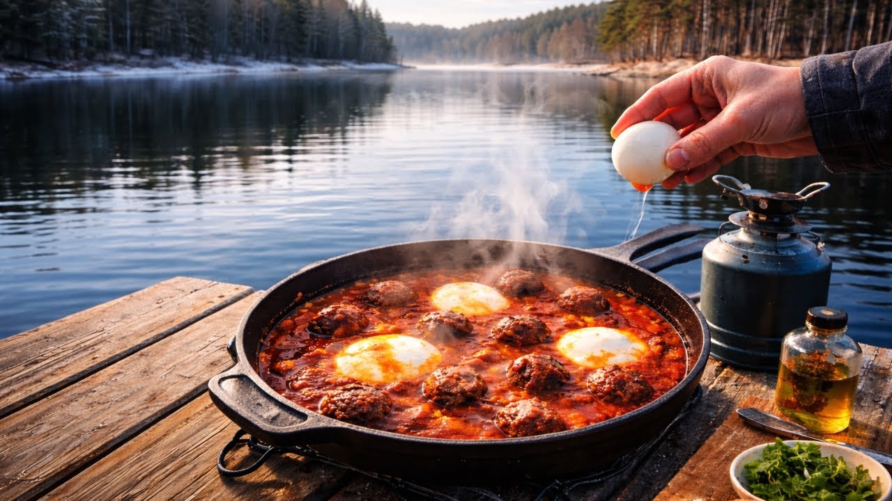 Winter Outdoor Cooking | Mediterranean Meatballs Recipe #asmr #outdoorcooking